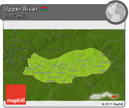 Physical 3D Map of Upper River, darken