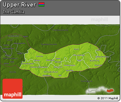 Physical 3D Map of Upper River, darken