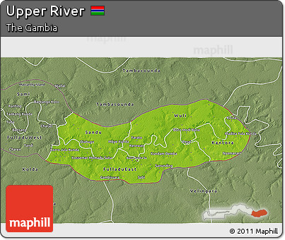Physical 3D Map of Upper River, semi-desaturated