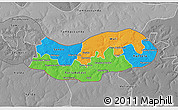 Political 3D Map of Upper River, desaturated