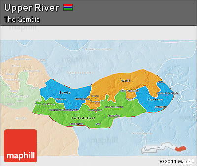 Political 3D Map of Upper River, lighten