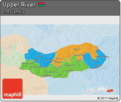 Political 3D Map of Upper River, lighten