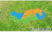 Political 3D Map of Upper River, satellite outside
