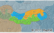 Political 3D Map of Upper River, semi-desaturated