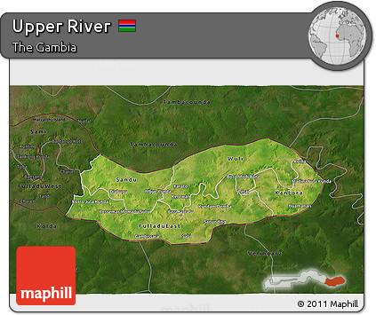 Satellite 3D Map of Upper River, darken