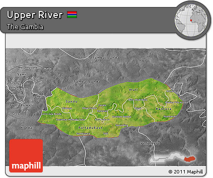 Satellite 3D Map of Upper River, desaturated
