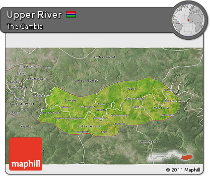 Satellite 3D Map of Upper River, semi-desaturated
