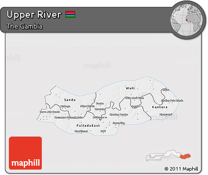 Silver Style 3D Map of Upper River, single color outside