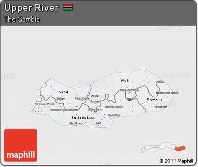Silver Style 3D Map of Upper River, single color outside