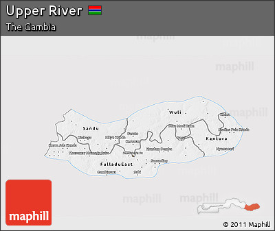 Silver Style 3D Map of Upper River, single color outside