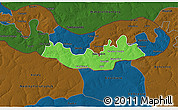 Political 3D Map of Fulladu East, darken