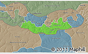 Political 3D Map of Fulladu East, semi-desaturated