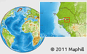 Physical Location Map of Fulladu East, highlighted country, highlighted parent region, within the entire country