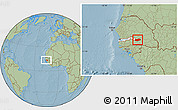 Savanna Style Location Map of Upper River, highlighted country, within the entire country, hill shading