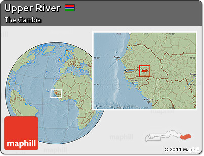 Savanna Style Location Map of Upper River, hill shading