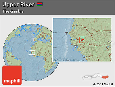 Savanna Style Location Map of Upper River, hill shading