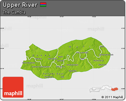Physical Map of Upper River, single color outside