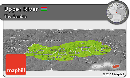 Physical Panoramic Map of Upper River, desaturated