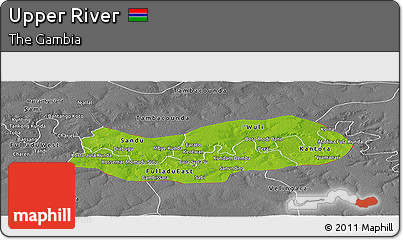 Physical Panoramic Map of Upper River, desaturated