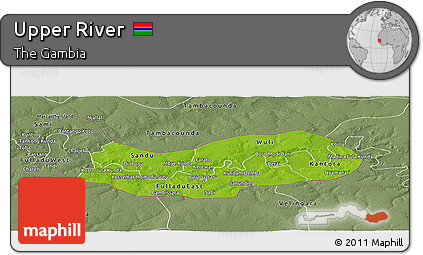 Physical Panoramic Map of Upper River, semi-desaturated