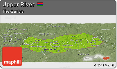 Physical Panoramic Map of Upper River, semi-desaturated