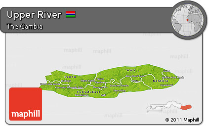 Physical Panoramic Map of Upper River, single color outside