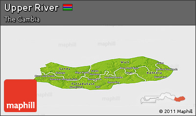Physical Panoramic Map of Upper River, single color outside