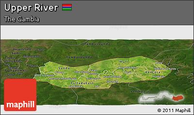 Satellite Panoramic Map of Upper River, darken