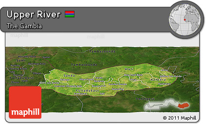 Satellite Panoramic Map of Upper River, darken
