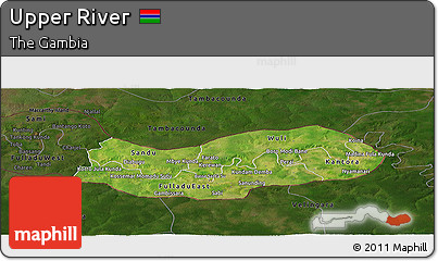Satellite Panoramic Map of Upper River, darken