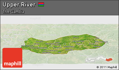 Satellite Panoramic Map of Upper River, lighten