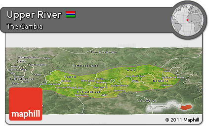 Satellite Panoramic Map of Upper River, semi-desaturated