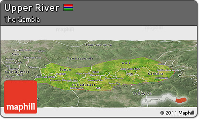 Satellite Panoramic Map of Upper River, semi-desaturated