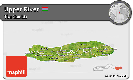 Satellite Panoramic Map of Upper River, single color outside