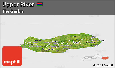 Satellite Panoramic Map of Upper River, single color outside