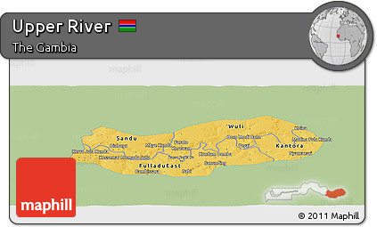 Savanna Style Panoramic Map of Upper River, single color outside
