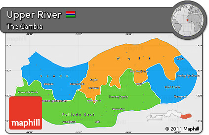 Political Simple Map of Upper River, single color outside