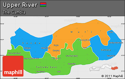 Political Simple Map of Upper River, single color outside