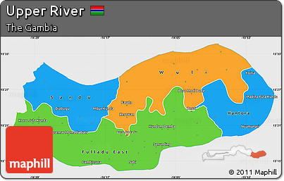 Political Simple Map of Upper River, single color outside