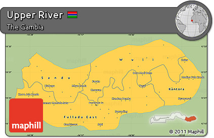Savanna Style Simple Map of Upper River, single color outside