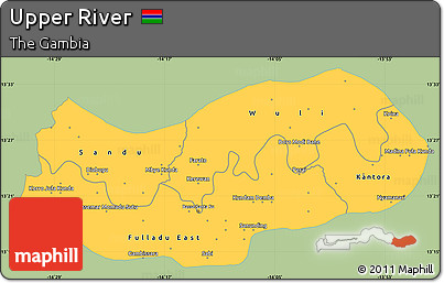 Savanna Style Simple Map of Upper River, single color outside