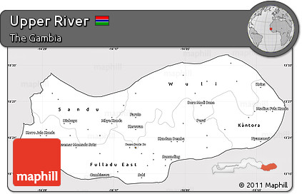 Silver Style Simple Map of Upper River, cropped outside