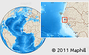 Shaded Relief Location Map of Kombo Central, highlighted country, highlighted parent region