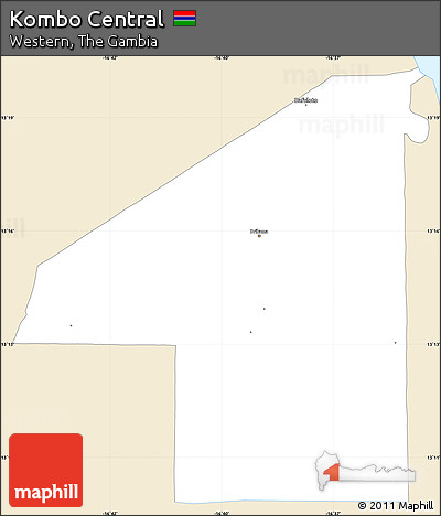 Classic Style Simple Map of Kombo Central, single color outside