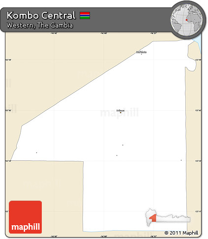 Classic Style Simple Map of Kombo Central, single color outside