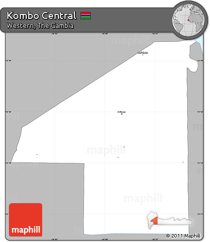 Gray Simple Map of Kombo Central, single color outside