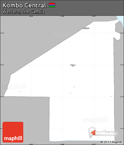 Gray Simple Map of Kombo Central, single color outside