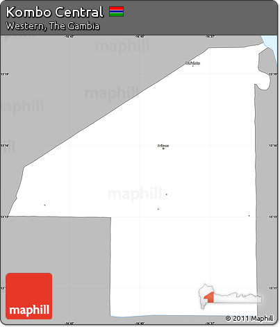 Gray Simple Map of Kombo Central, single color outside