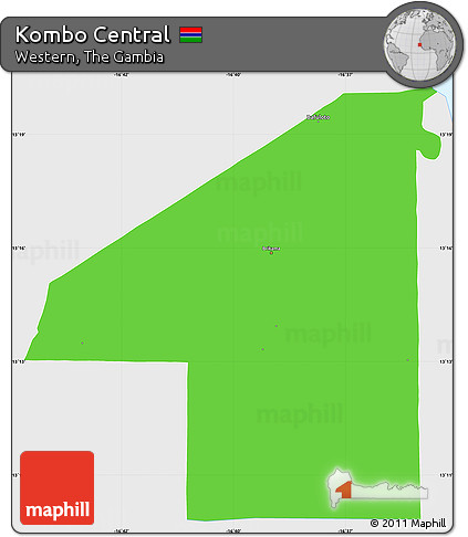 Political Simple Map of Kombo Central, single color outside