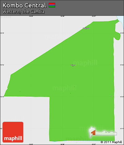 Political Simple Map of Kombo Central, single color outside